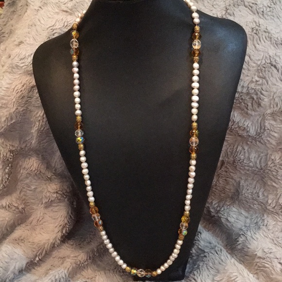 Jewelry - Pearl, gold and clear bead necklace Jewelry - Pearl, gold and clear bead necklace